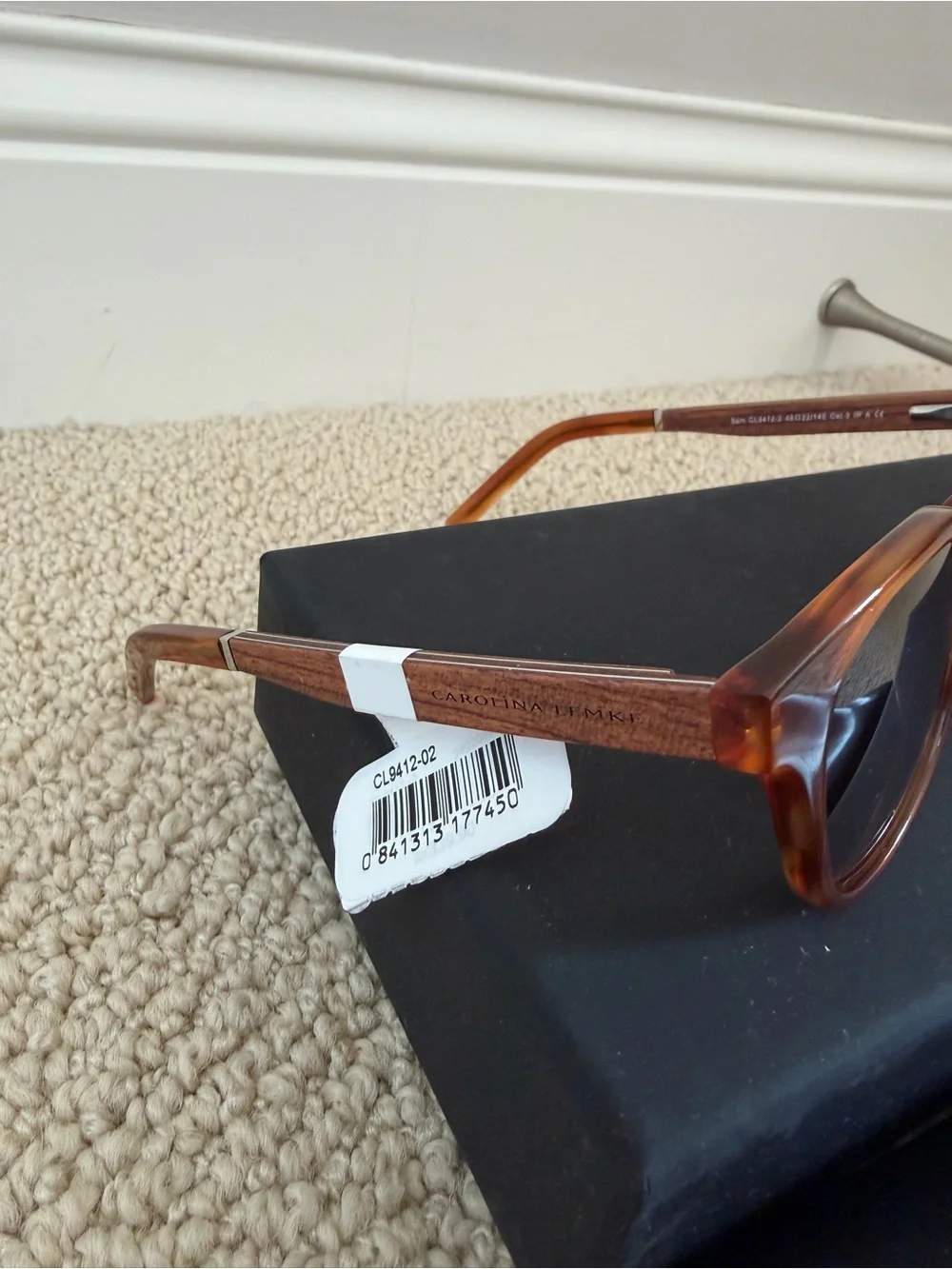 Carolina Herrera Amber Tortoiseshell Sunglasses with Brown Lenses wood sides